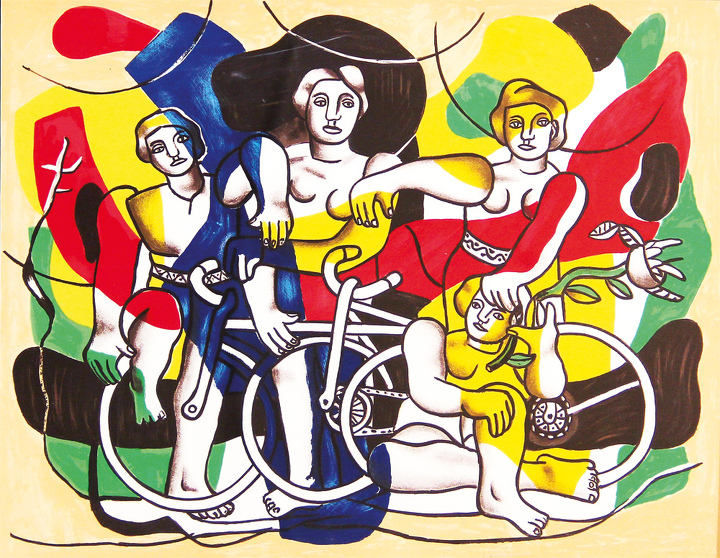 Фернан Леже «Женщины с велосипедами». Гуашь. Работа приобретена  в Биоте, на родине Леже,  в 2016 году