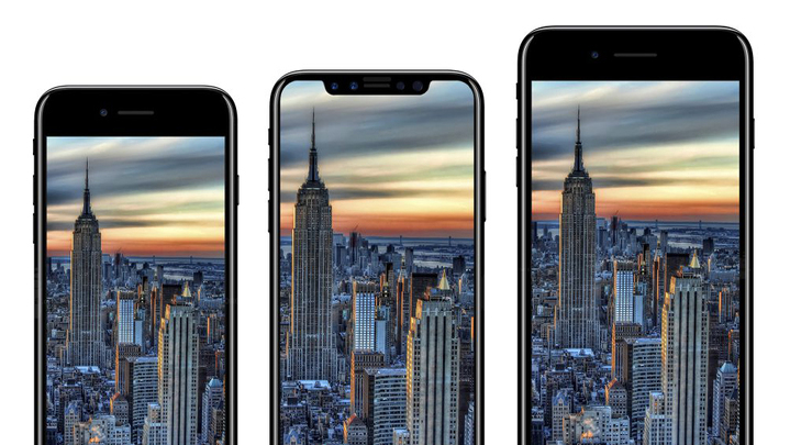 Apple's new iPhone is expected to look like the middle model (iPhone 7 - left, iPhone 7 Plus.